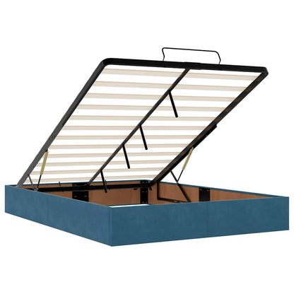 Ottoman-Bett mit Matratzen & LEDs Dunkelblau 140x200 cm Samt