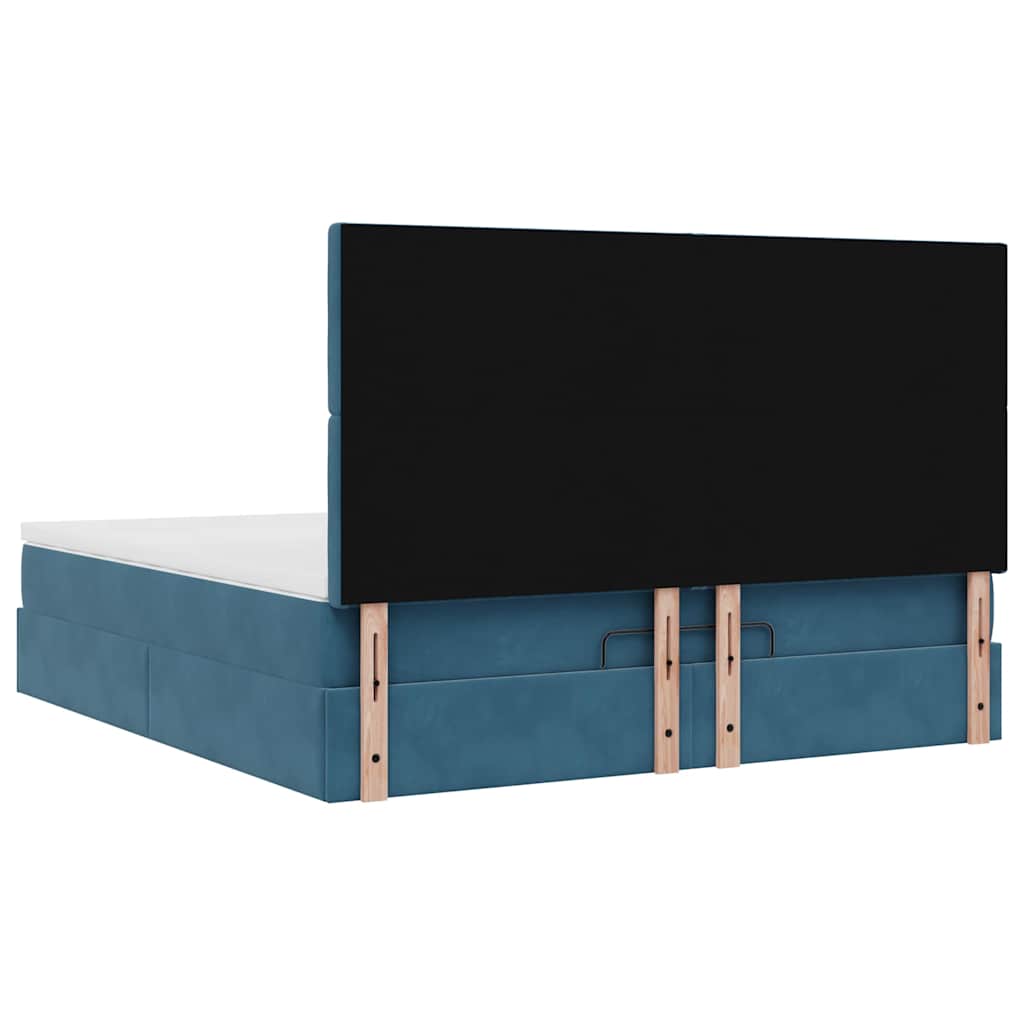 Ottoman-Bett mit Matratzen & LEDs Dunkelblau 160x200 cm Samt