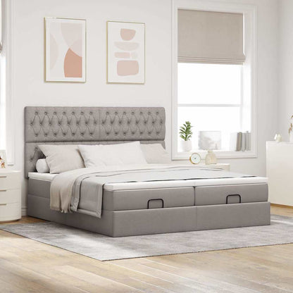 Ottoman-Bett mit Matratzen & LEDs Taupe 160x200 cm Stoff