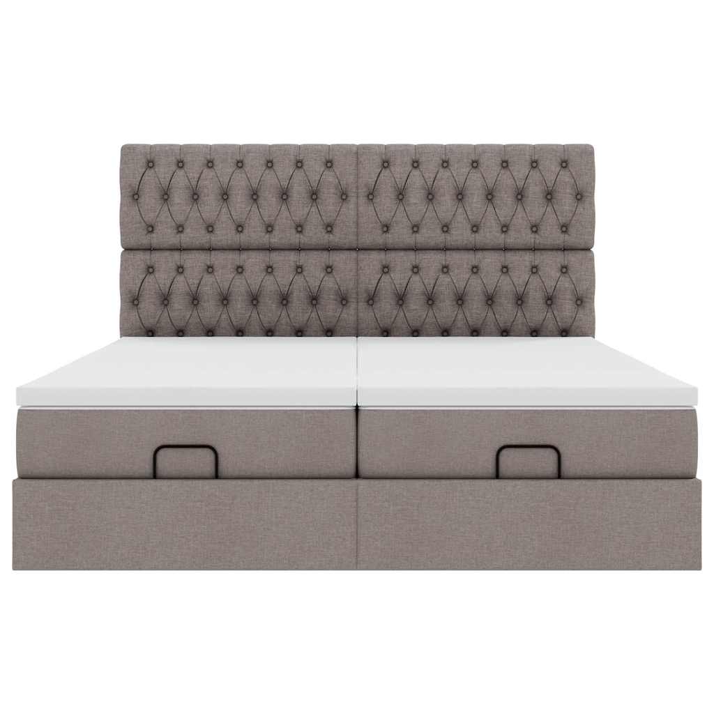 Ottoman-Bett mit Matratzen & LEDs Taupe 160x200 cm Stoff