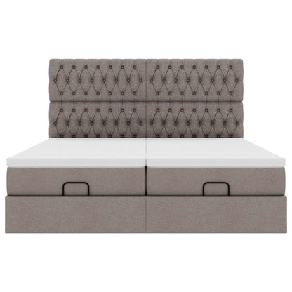Ottoman-Bett mit Matratzen & LEDs Taupe 160x200 cm Stoff