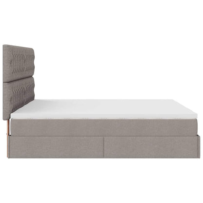 Ottoman-Bett mit Matratzen & LEDs Taupe 160x200 cm Stoff