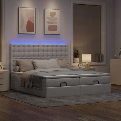 Ottoman-Bett mit Matratzen & LEDs Taupe 160x200 cm Stoff