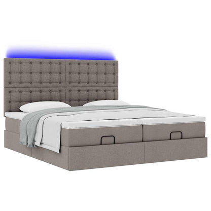 Ottoman-Bett mit Matratzen & LEDs Taupe 160x200 cm Stoff