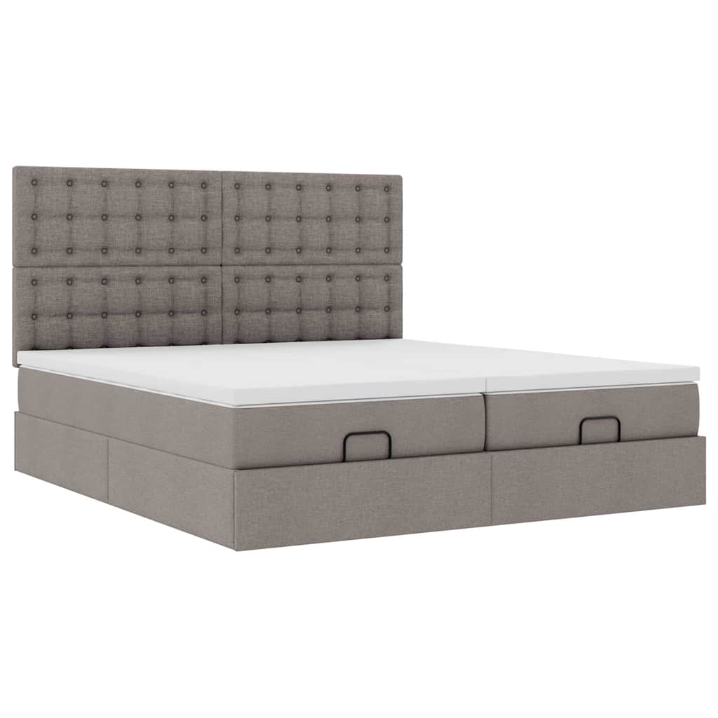 Ottoman-Bett mit Matratzen & LEDs Taupe 160x200 cm Stoff