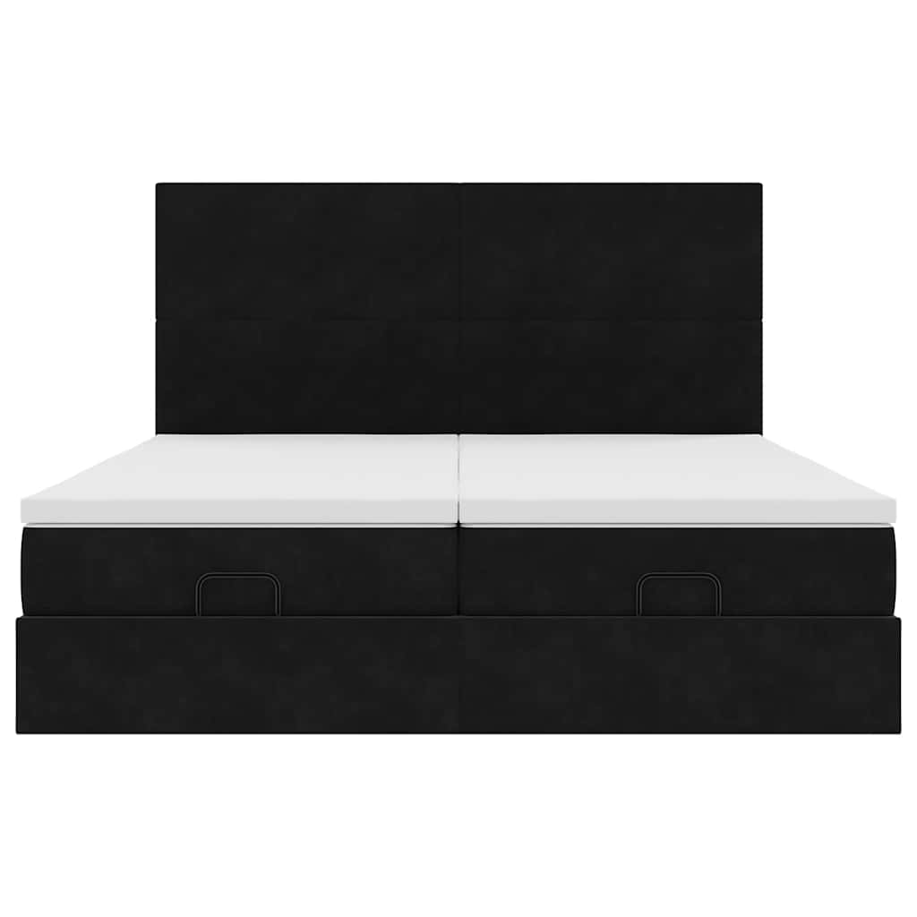 Ottoman-Bett mit Matratzen & LEDs Schwarz 180x200 cm Samt