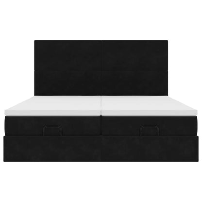 Ottoman-Bett mit Matratzen & LEDs Schwarz 180x200 cm Samt