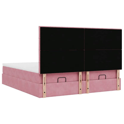Ottoman-Bett mit Matratzen & LEDs Rosa 200x200 cm Samt