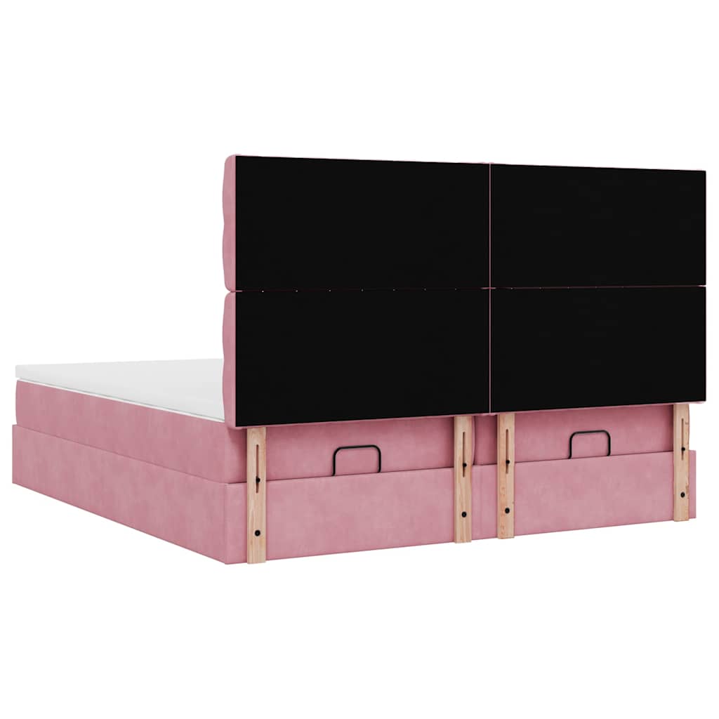 Ottoman-Bett mit Matratzen & LEDs Rosa 200x200 cm Samt