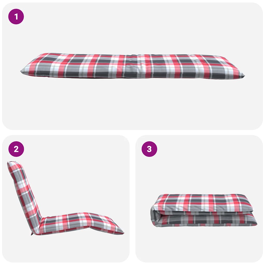 Sonnenliege Klappbar Rot Karomuster 175x54x8,5 cm Oxford-Gewebe
