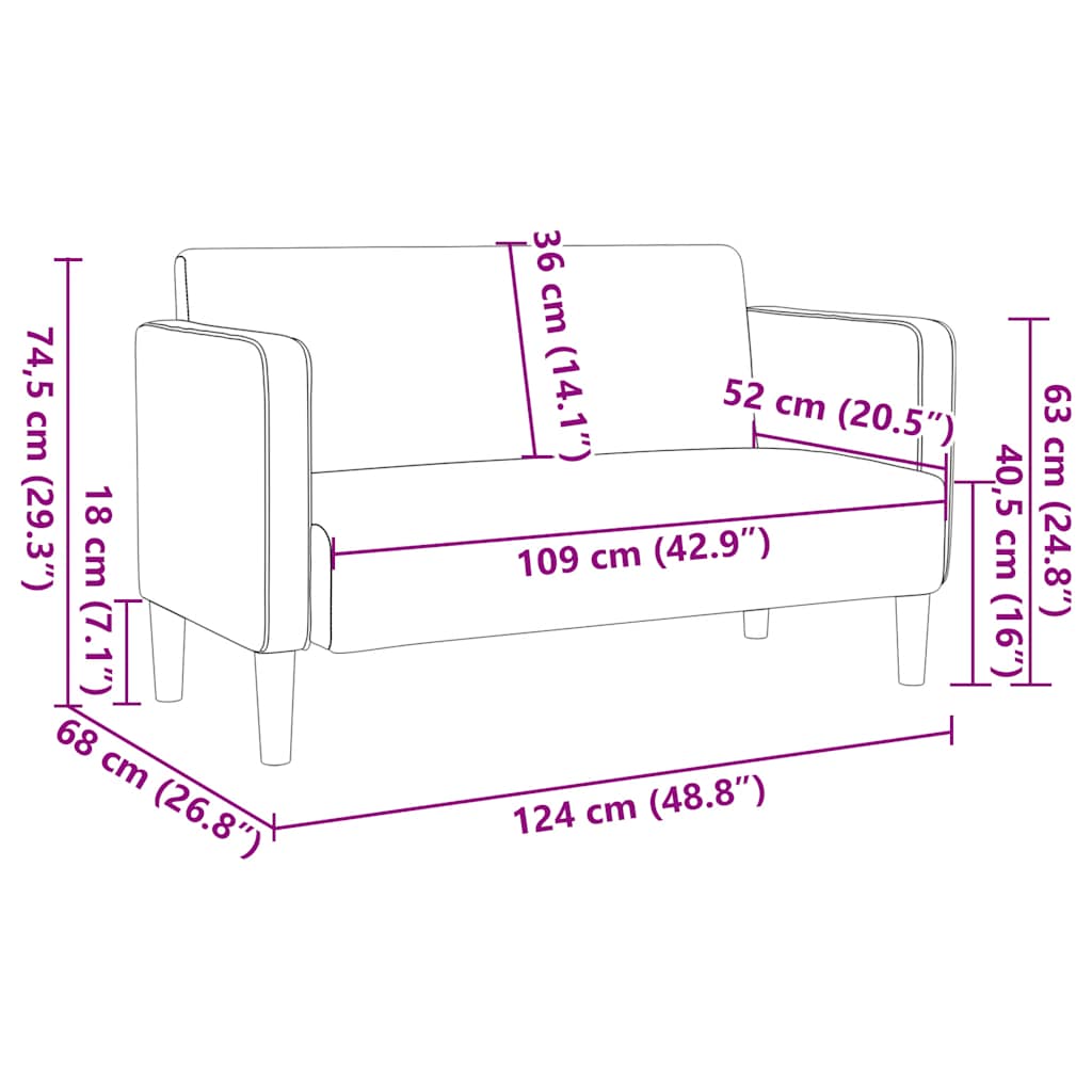 Zweisitzer-Sofa Graugrün 109 cm Cordstoff