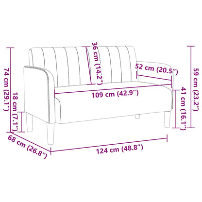 Zweisitzer-Sofa Hellgrau 109 cm Samt