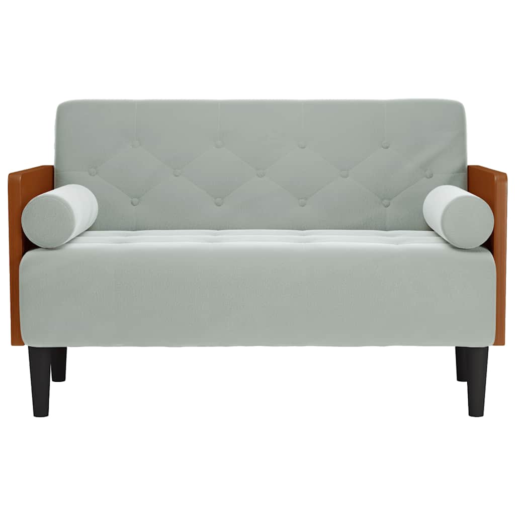 Zweisitzer-Sofa mit Nackenrollen Hellgrau 110 cm Samt