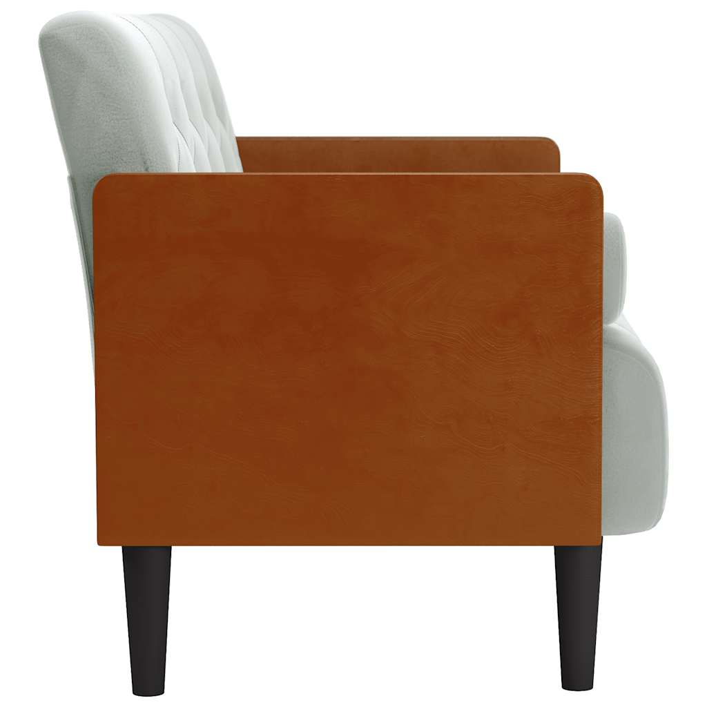 Zweisitzer-Sofa mit Nackenrollen Hellgrau 110 cm Samt