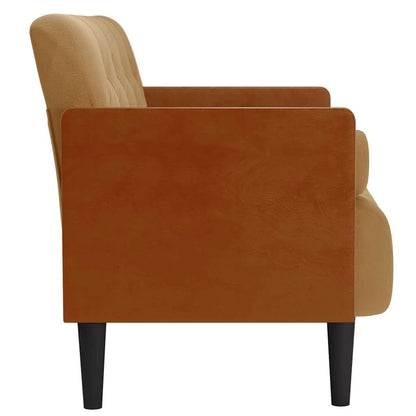 Zweisitzer-Sofa mit Nackenrollen Braun 110 cm Samt