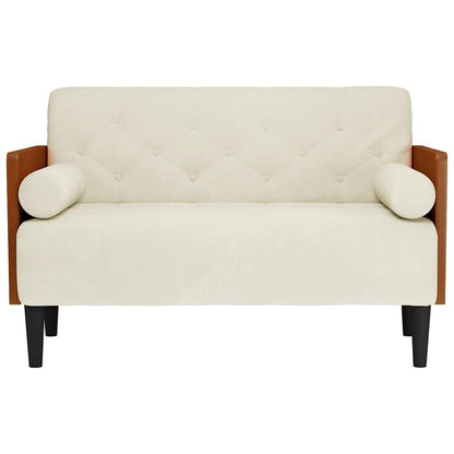 Zweisitzer-Sofa mit Nackenrollen Creme 110 cm Samt