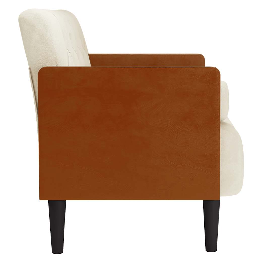 Zweisitzer-Sofa mit Nackenrollen Creme 110 cm Samt