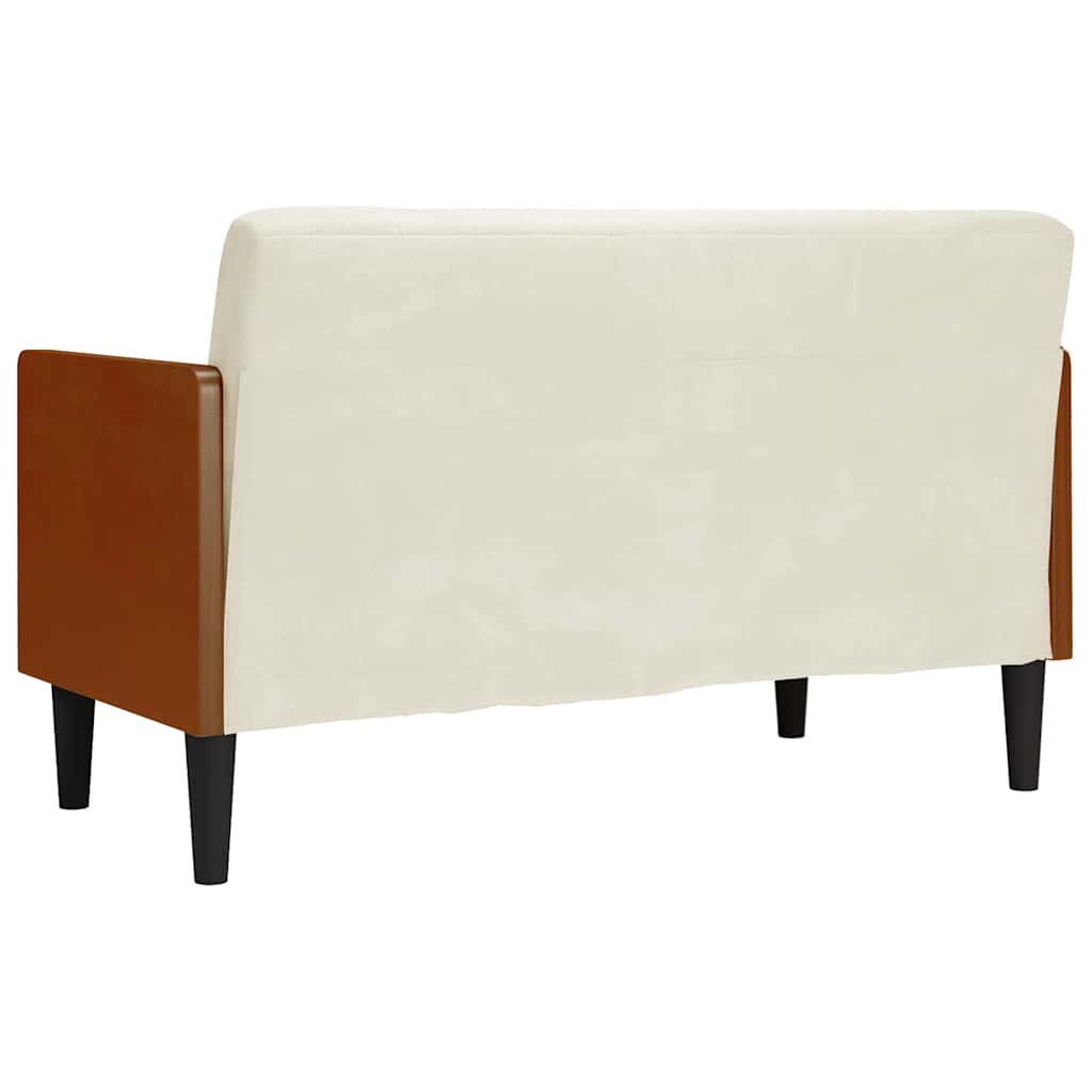 Zweisitzer-Sofa mit Nackenrollen Creme 110 cm Samt