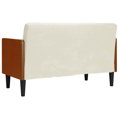 Zweisitzer-Sofa mit Nackenrollen Creme 110 cm Samt