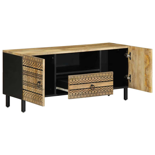 TV-skab Sort 105x33,5x46 cm Groft Mangotræ