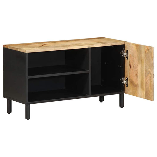 TV-skab Sort 80x33,5x46 cm Groft Mangotræ