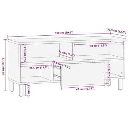 TV-skab Sort 100x33,5x46 cm Groft Mangotræ
