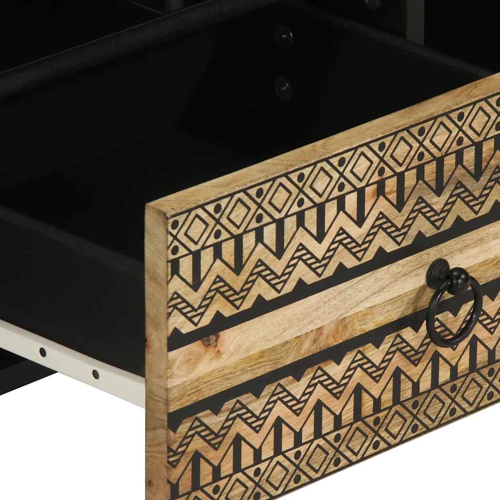 TV-skab Sort 100x33,5x46 cm Groft Mangotræ