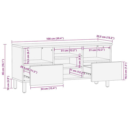 TV-skab Sort 100x33,5x46 cm Groft Mangotræ