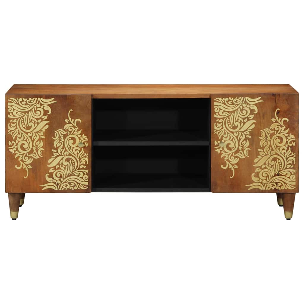 TV-Schrank mit Regal Braun 105 x 33,5 x 46 cm Massivholz Mango