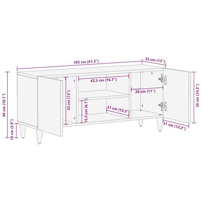 TV-Schrank mit Regal Braun 105 x 33,5 x 46 cm Massivholz Mango