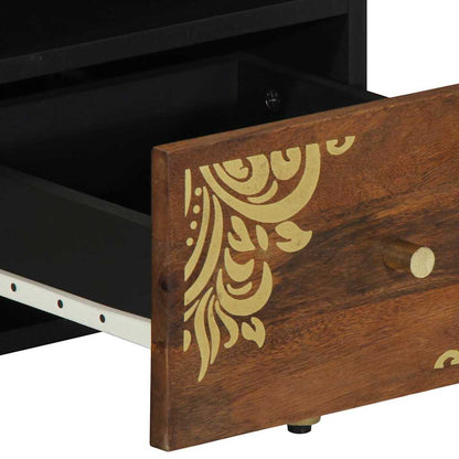 TV-Schrank mit Regal mit Speicher Braun Massivholz Mango