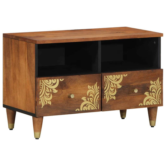 TV-Schrank mit Regal mit Speicher Braun Massivholz Mango