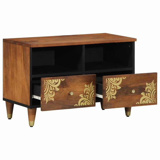 TV-Schrank mit Regal mit Speicher Braun Massivholz Mango
