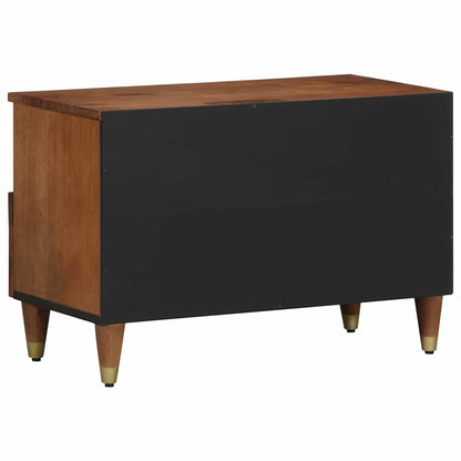 TV-Schrank mit Regal mit Speicher Braun Massivholz Mango