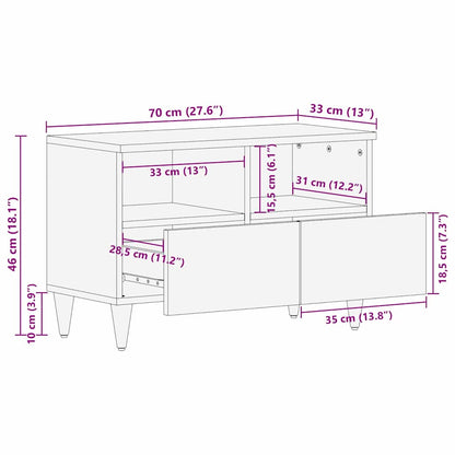 TV-Schrank mit Regal mit Speicher Braun Massivholz Mango