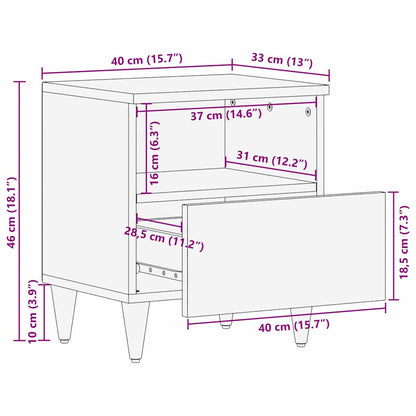 Nachttisch 2 pcs Honigbraun 40 x 33 x 46 cm massives Mangoholz