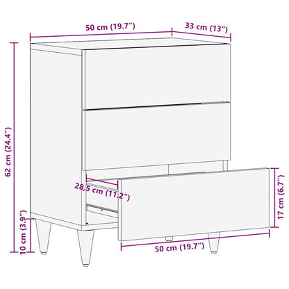 Nachttisch Honigbraun 50 x 33 x 62 cm massives Mangoholz