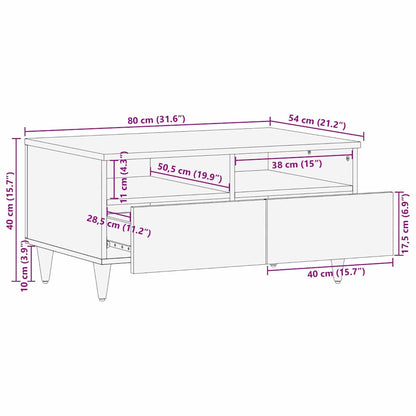 Couchtisch Honigbraun 80 x 54 x 40 cm massives Mangoholz