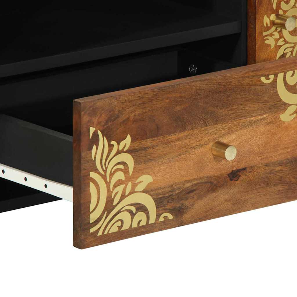 TV-Schrank mit Regal Braun 105 x 33,5 x 46 cm Massivholz Mango