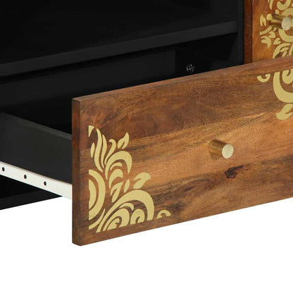 TV-Schrank mit Regal Braun 105 x 33,5 x 46 cm Massivholz Mango
