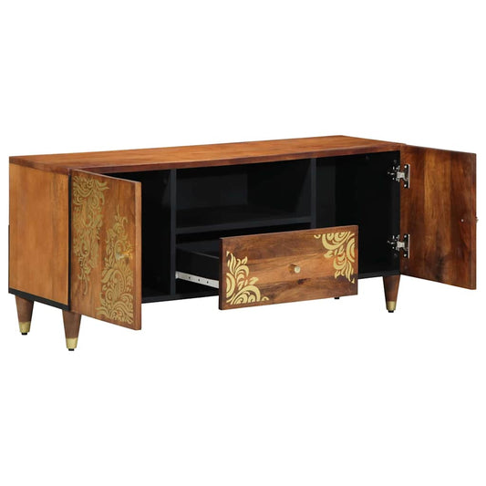 TV-Schrank mit Regal Braun 105 x 33,5 x 46 cm Massivholz Mango