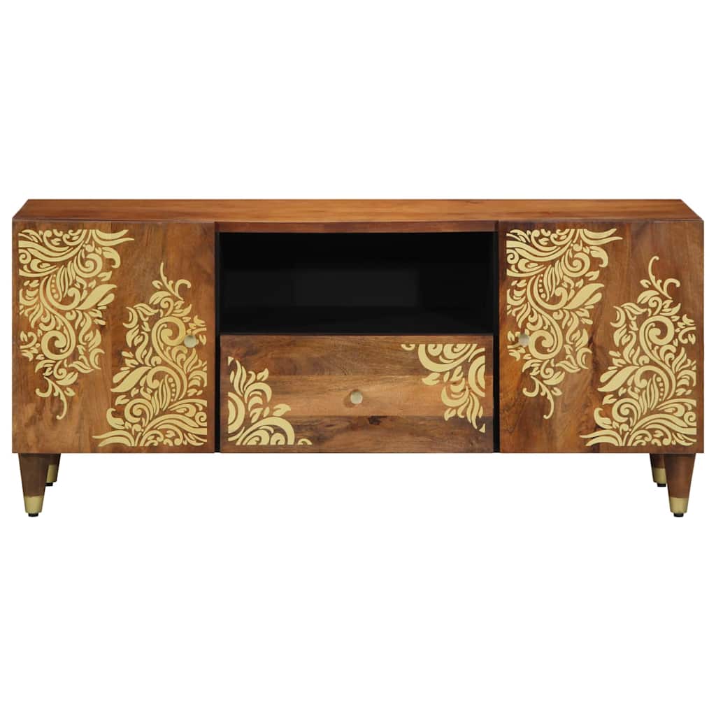 TV-Schrank mit Regal Braun 105 x 33,5 x 46 cm Massivholz Mango