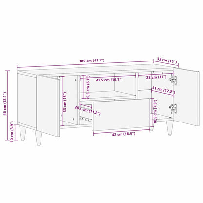 TV-Schrank mit Regal Braun 105 x 33,5 x 46 cm Massivholz Mango