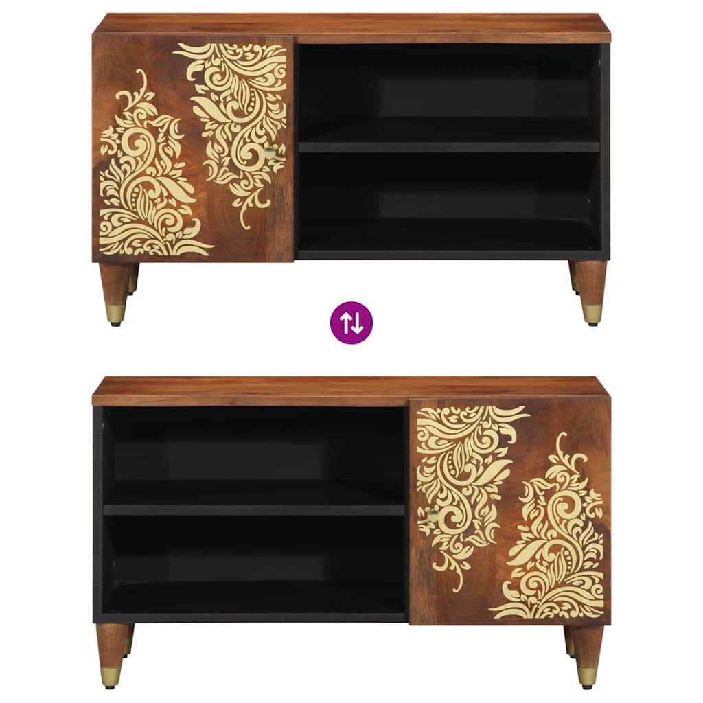 TV-Schrank mit Regal Braun 80 x 31,5 x 46 cm Massivholz Mango