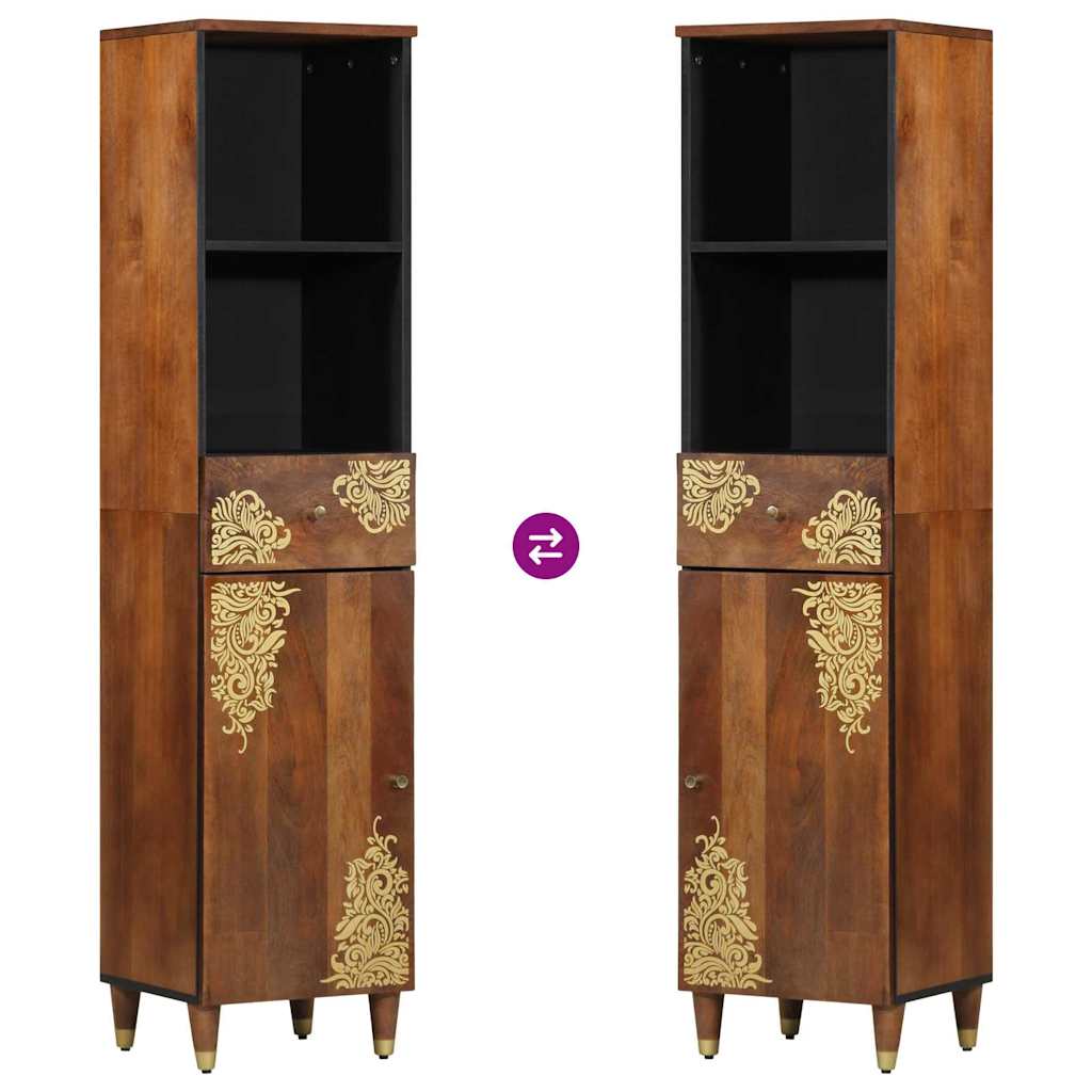Sideboard mit Regal Braun 38 x 33,5 x 160 cm Massivholz Mango