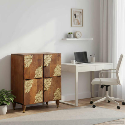 Sideboard mit Regal Braun 60 x 33 x 75 cm Massivholz Mango
