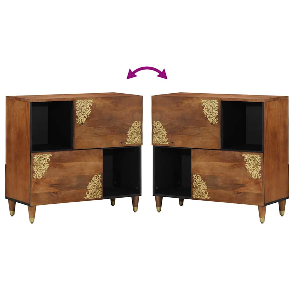 Sideboard mit Regal Braun 80 x 33.5 x 75 cm Massivholz Mango