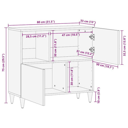 Sideboard mit Regal Braun 80 x 33.5 x 75 cm Massivholz Mango