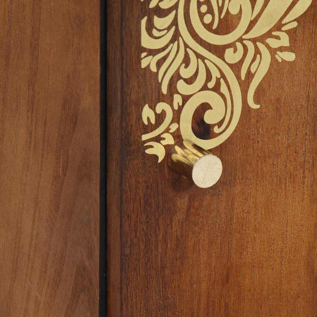Highboard mit Regal Braun 40 x 33.5 x 110 cm Massivholz Mango