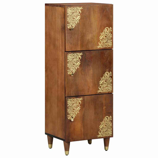 Highboard mit Regal Braun 40 x 33.5 x 110 cm Massivholz Mango
